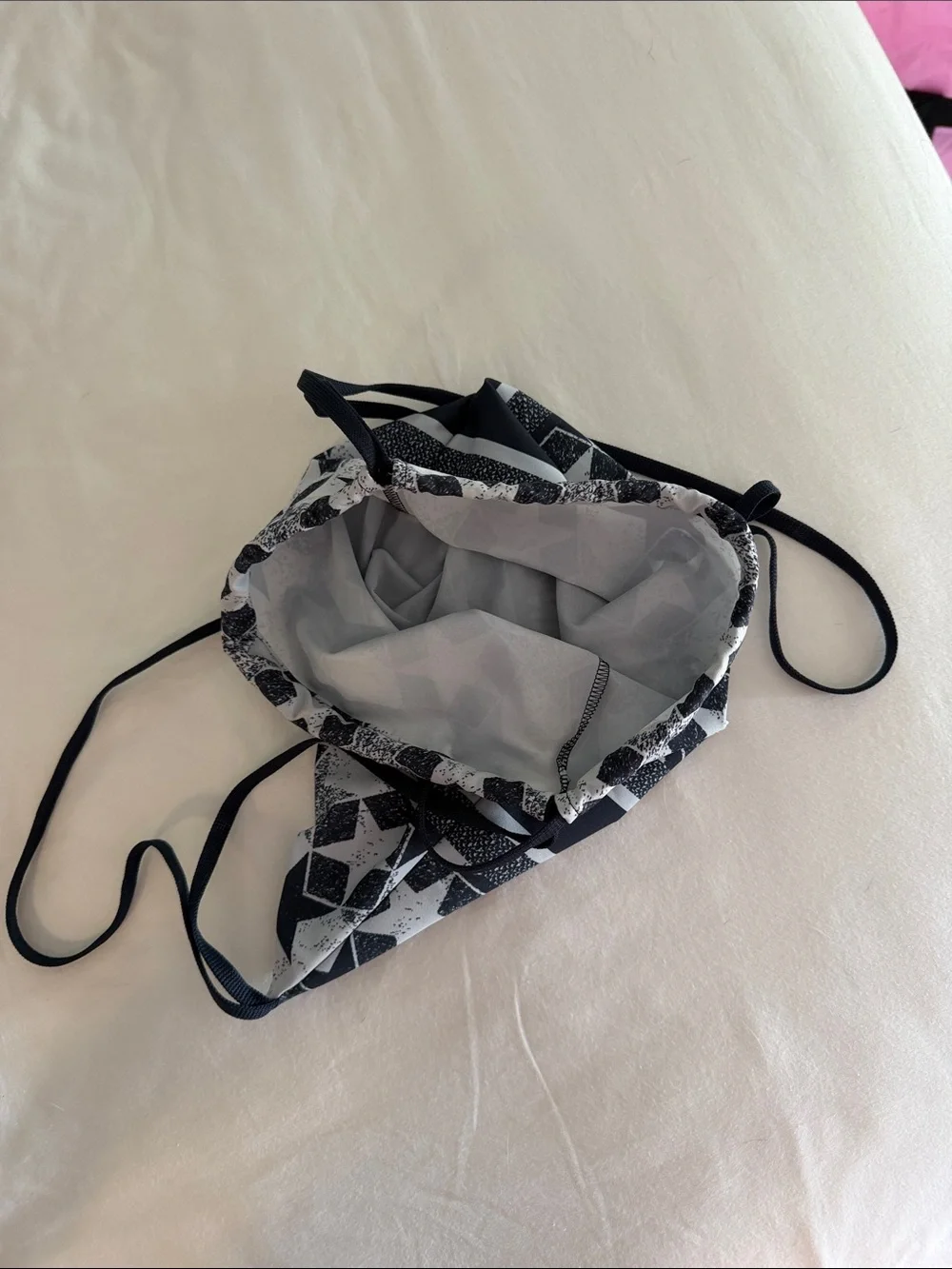 Dior Black and White Drawstring Belt Bag with Star Motif